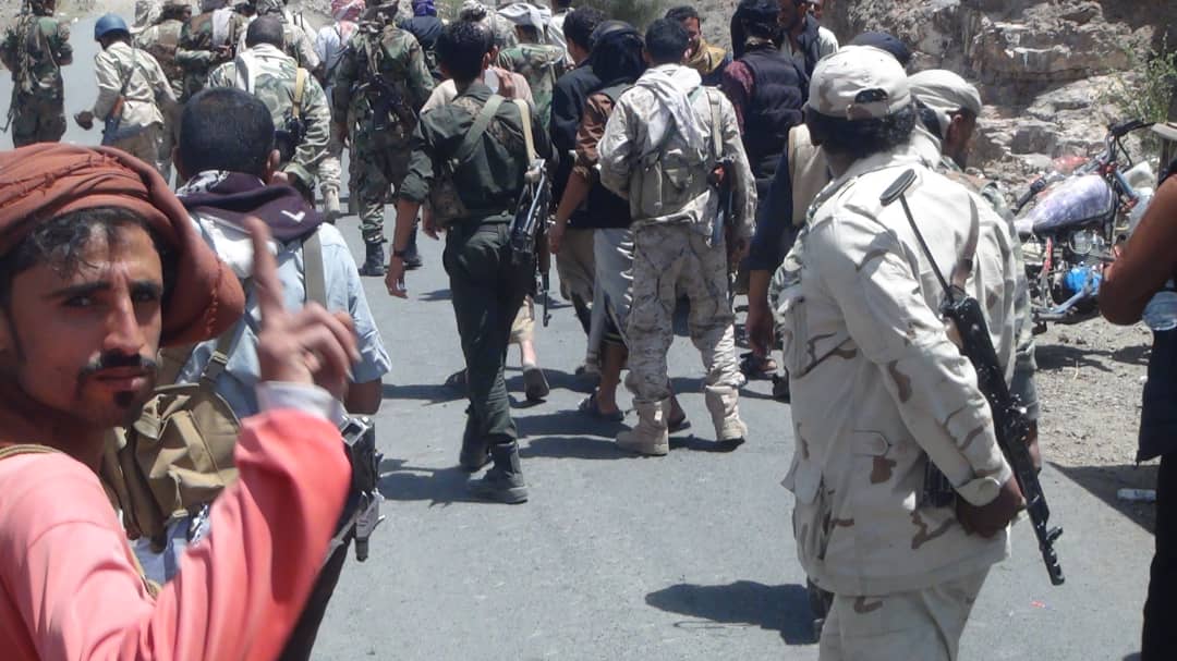 مقتل واصابة عشرات الحوثيين  وتدمير ثلاثة اطقم لهم بقطاع حجر غرب الضالع