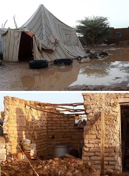مأرب: أمطار غزيرة تتسبب في تضرر أكثر من 200 منزل من منازل النازحين